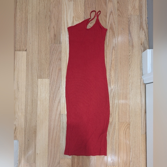 17. NWOT ENZA COSTA ONE SHOULDER CUTOUT RIBBED JERSEY MIDI DESS - Picture 5 of 7